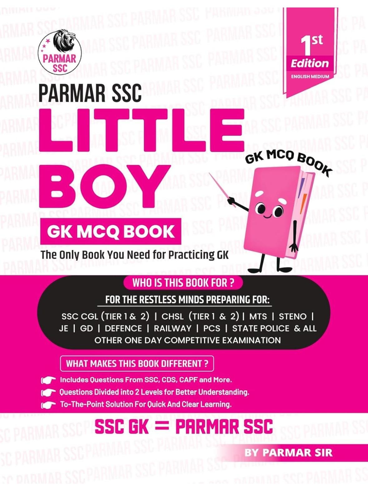 Parmar SSC Little Boy GK MCQ Book English Medium Usefull For SSC CGL | CHSL | CPO | MTS | STENO & All Over Competitive Examination By Parmar Sir
