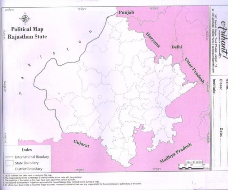 RAJ. OUTLINE BLANK MAP FOR PRACTICE